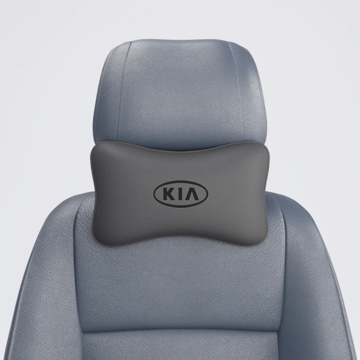 Подушки под шею Подушка под шею серая с вышивкой KIA (Черная)